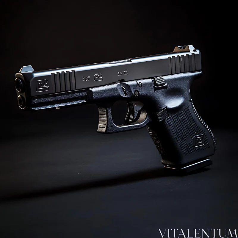 Modern Black Handgun on Dark Surface AI Image