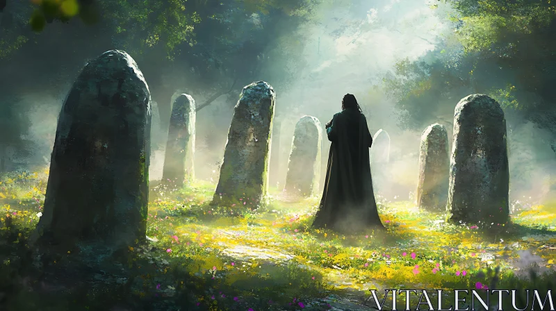 AI ART Standing Stones in Sunlight