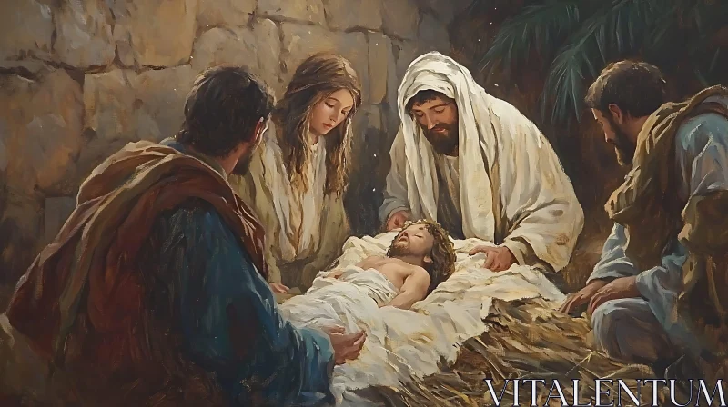 Birth of Jesus Christ Art AI Image