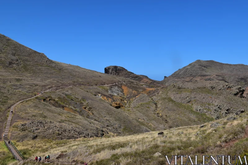 Hiking through Madeira's Volcanic Terrain Free Stock Photo