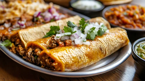 Mexican Enchiladas with Savory Fillings and Garnishes