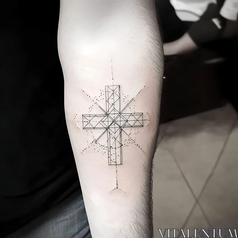 Intricate Cross Forearm Tattoo Design AI Image