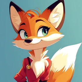 Cartoon Fox in Red Jacket