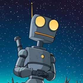 Cartoon Robot Contemplates the Universe