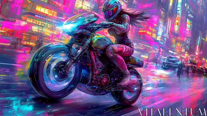 Cyberpunk Motorcycle Ride AI Image