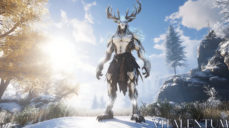 AI ART Winter Creature with Antlers