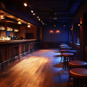 Cozy Bar Scene with Empty Stools