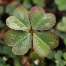 Detailed View of a Four-Leaf Clover