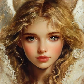 Golden Haired Angelic Girl Portrait