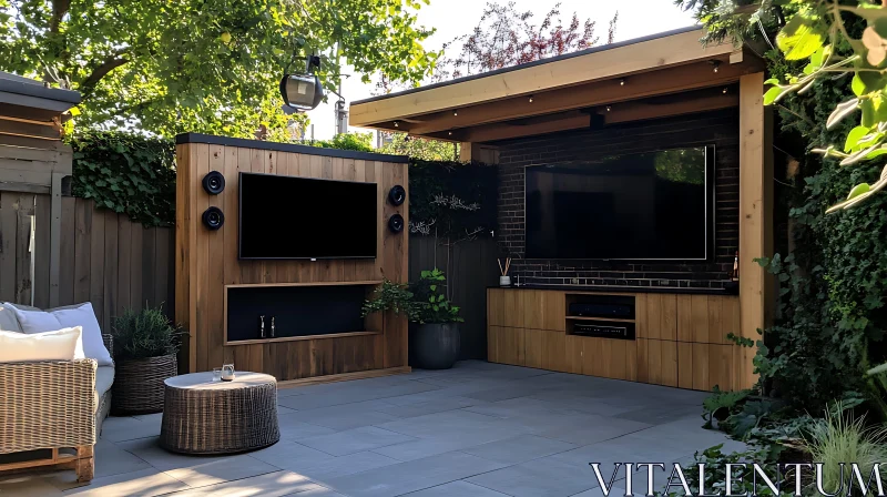 Modern Garden Entertainment Area Design AI Image