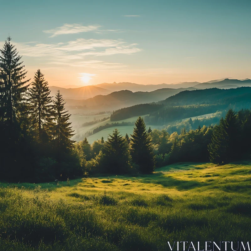 Golden Hour in the Mountains AI Image