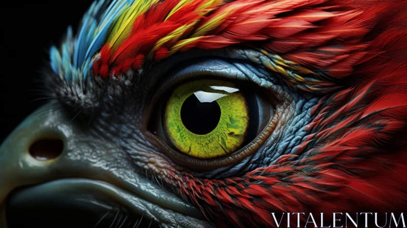 Exotic Bird Portrait with Vivid Colors and Dragon Art Influence AI Image