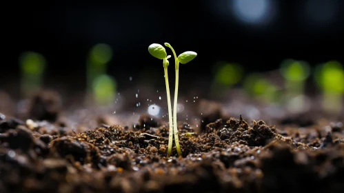 Nature's Resilience: Germinating Plant in Soil