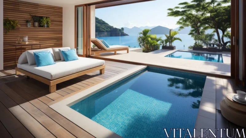Stunning Ocean View Pool with Luxurious Interiors AI Image