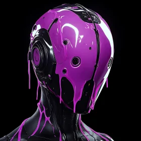 Advanced Cyborg with Dripping Magenta Liquid