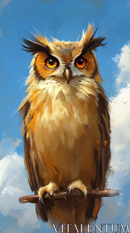 AI ART Owl Art with Golden Plumage