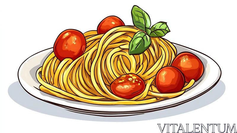 Spaghetti with Fresh Tomatoes and Basil AI Image