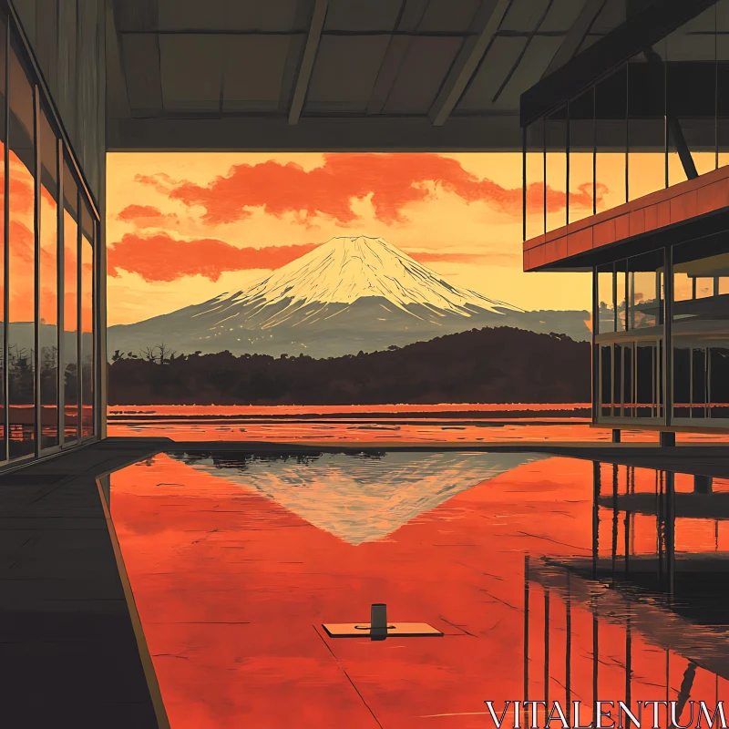 Architectural Frame of Fuji Mountain AI Image