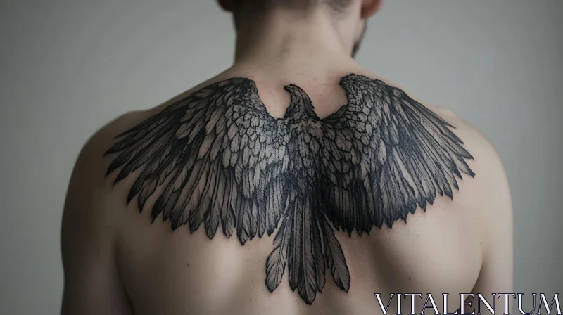 Magnificent Eagle Back Tattoo Art AI Image