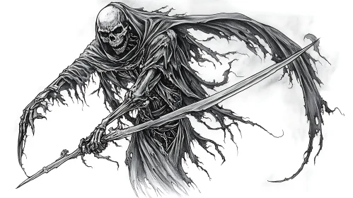 Grim Reaper with Sword Illustration