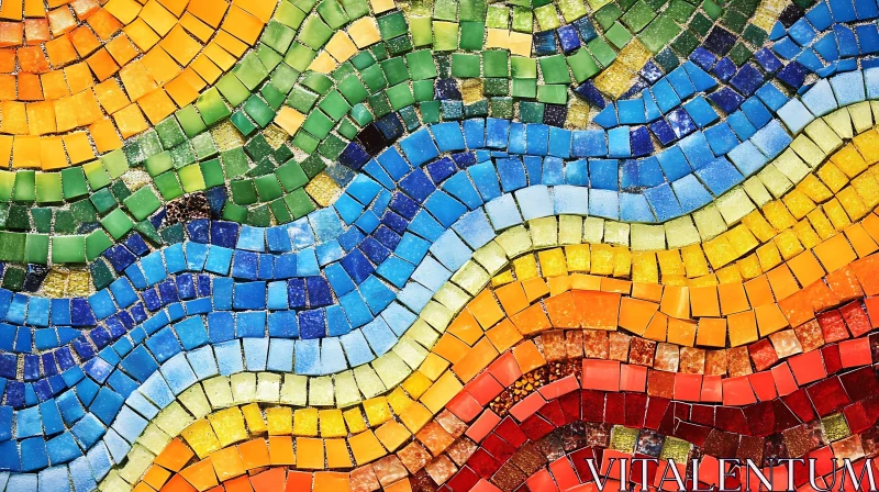 Abstract Mosaic of Wavy Color Tiles AI Image