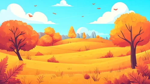 Cartoon Autumn Landscape