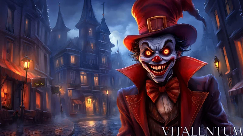 Evil Clown Halloween Night AI Image