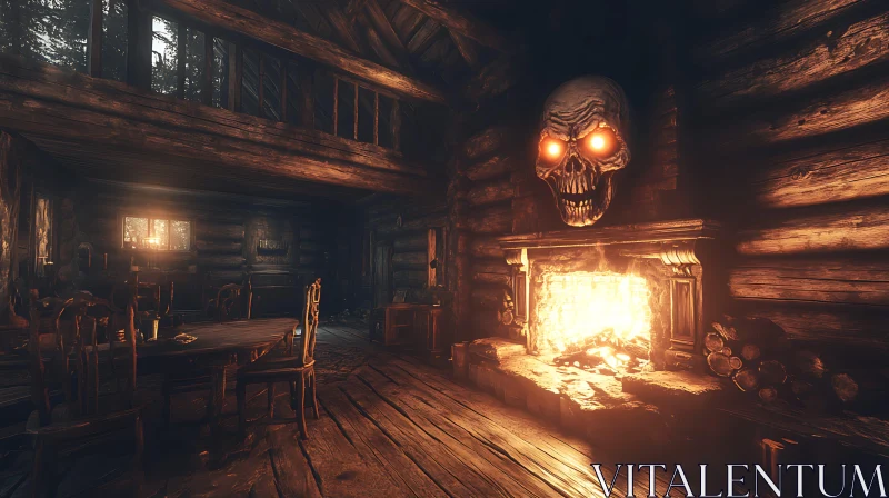 AI ART Rustic Cabin with Skull Decor