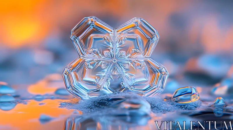 Intricate Snowflake Macro Photography AI Image