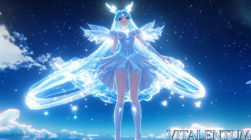 AI ART Celestial Anime Character with Wings