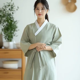 Serene Portrait of Woman in Kimono