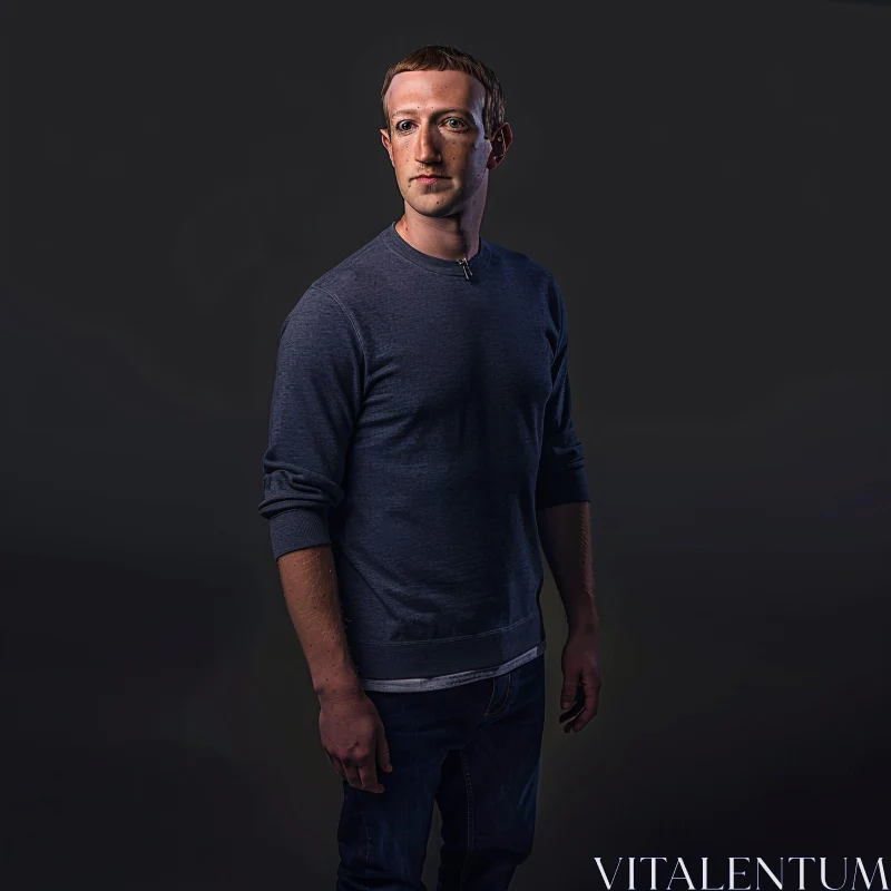 Portrait of Mark Zuckerberg in Casual Attire AI Image