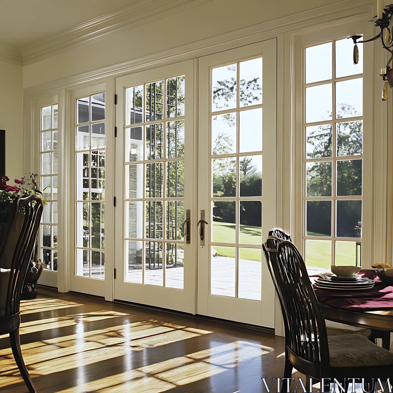 AI ART Sunlit Room with Paneled Doors