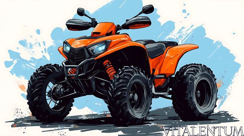 AI ART ATV Vehicle Orange Color Illustration