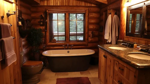 Cozy Wooden Bathroom with Bathtub