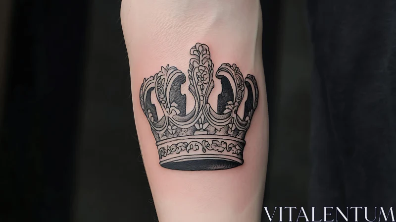 Intricate Crown Tattoo Design on Arm AI Image