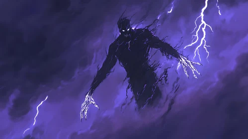 Dark Entity Amidst Lightning Strikes