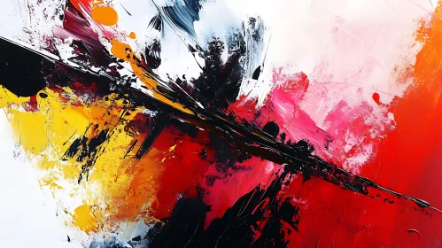 Energetic Abstract Painting with Bold Splashes