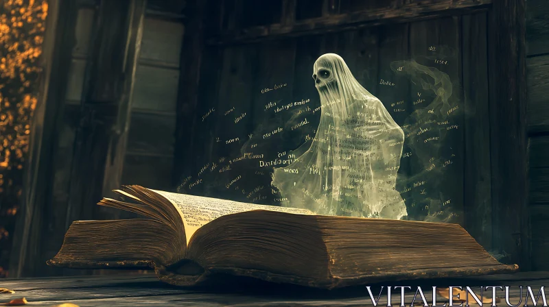 AI ART Ghost Reading an Old Book