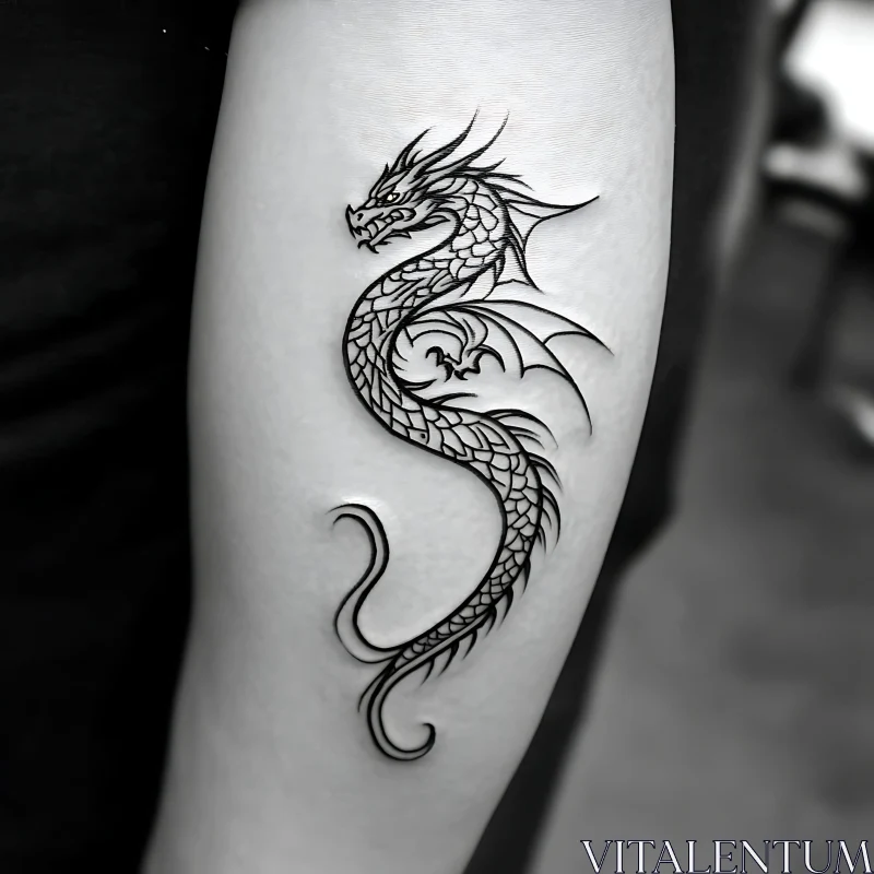 Artistic Black Dragon Tattoo AI Image