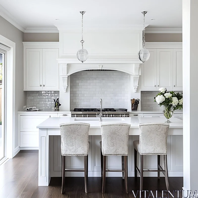 Bright and Clean Kitchen Interior AI Image