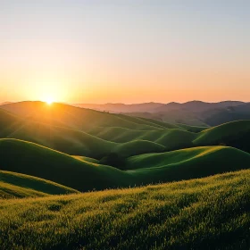 Sunset over Rolling Green Hills