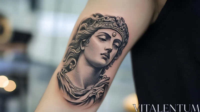 Regal Portrait Tattoo on Arm AI Image