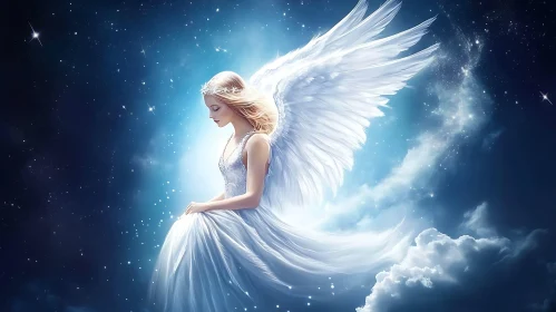 Angel with Wings in the Heavens