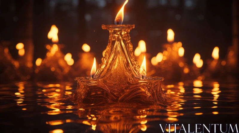 AI ART Amber Candle in Water - A Baroque Rendering Reflecting Indian Traditions