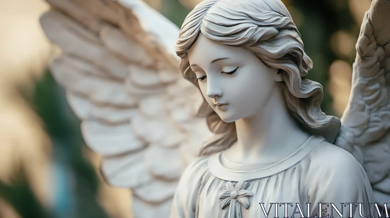 Serene Angel Sculpture Close-Up AI Image