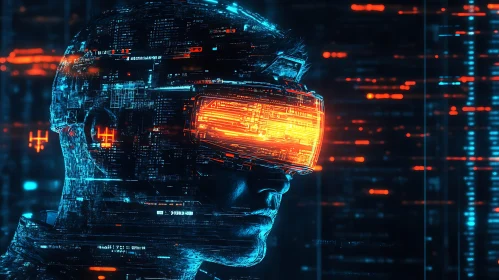 VR Immersion: Neon Digital Future Portrait