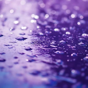 Close-Up of Water Droplets on Purple Surface