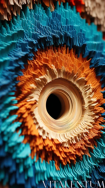 Close-Up Captivation: Abstract Paper Sculpture in Vibrant Hues AI Image