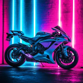 Motorcycle with Neon Lights